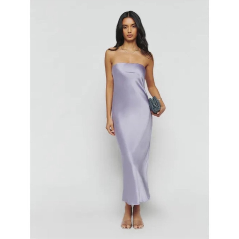 Reformation Joana silk maxi dress in lavender size Medium